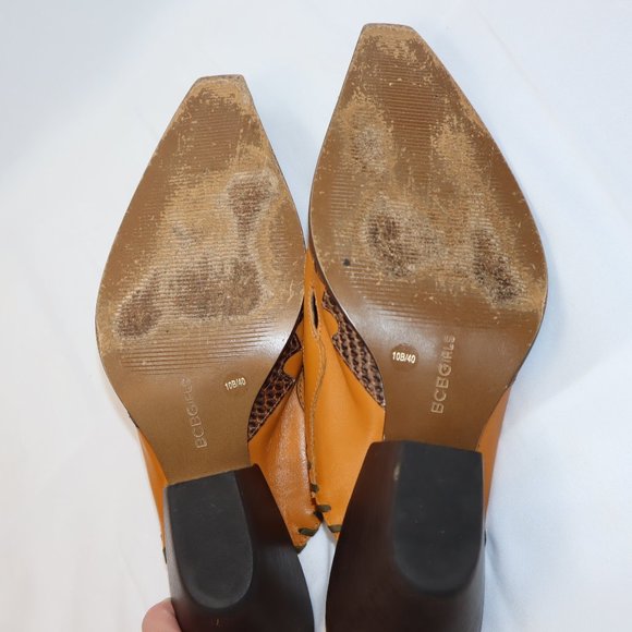 Pikolinos BCBGirls Taupe Leather Pointed Slip On Cowboy Mules Women's Size 10 - Picture 8 of 12